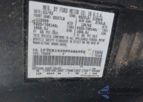 1993 Ford Ranger Super Cab из США, поврежденный, VIN 1FTCR14X9PPA86992